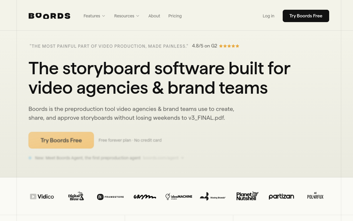 Boords website screenshot
