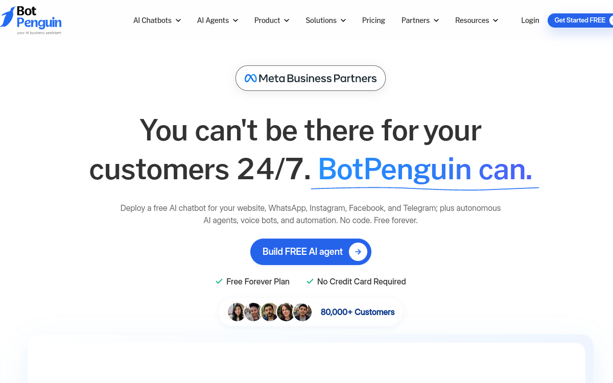 BotPenguin Chatbot website screenshot