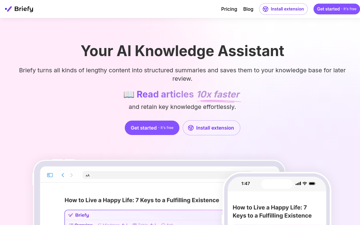 Briefy website screenshot