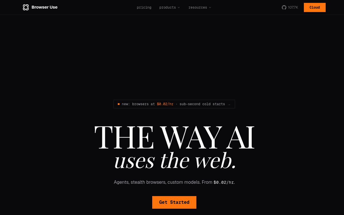 Browser Use website screenshot