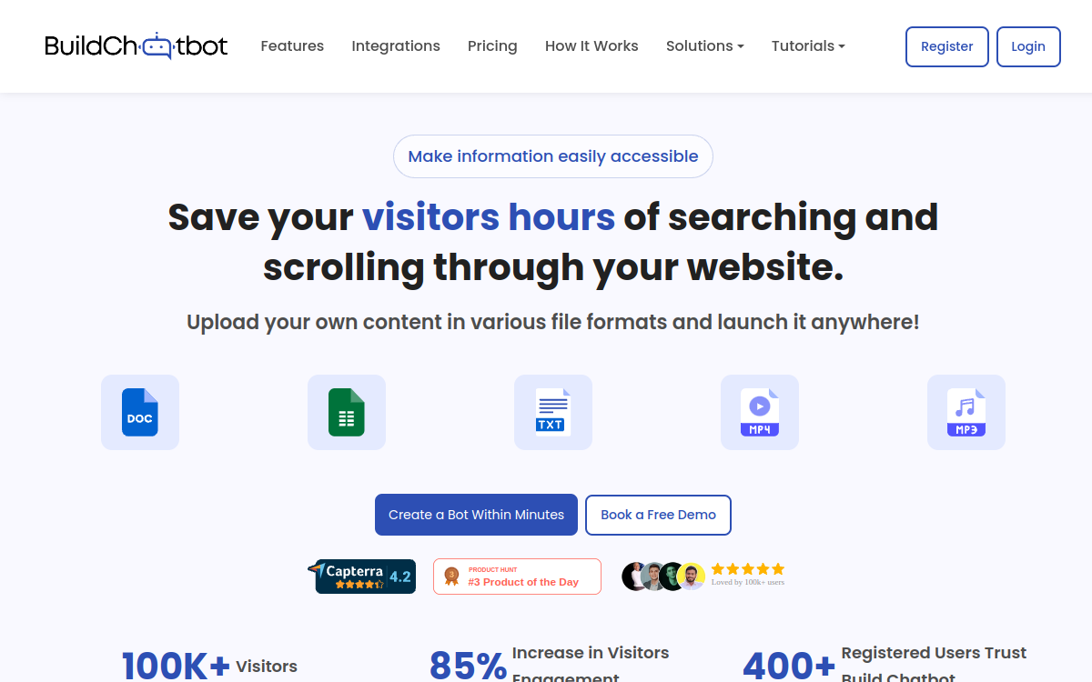 Build Chatbot website screenshot