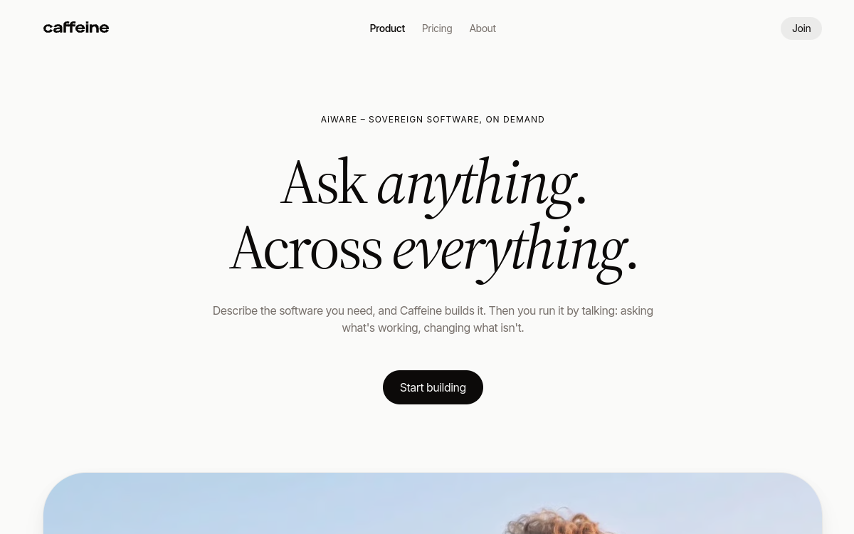 Caffeine website screenshot