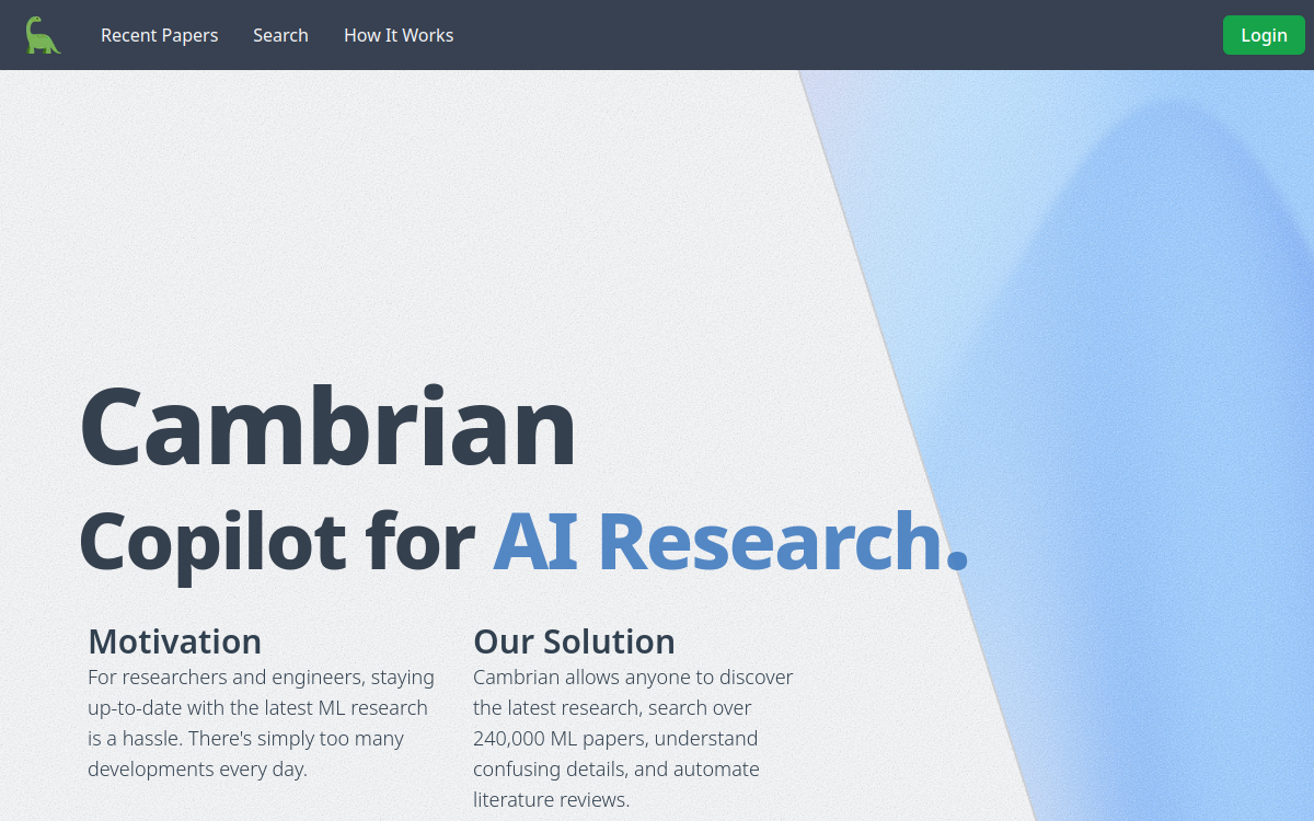 Cambrian website screenshot