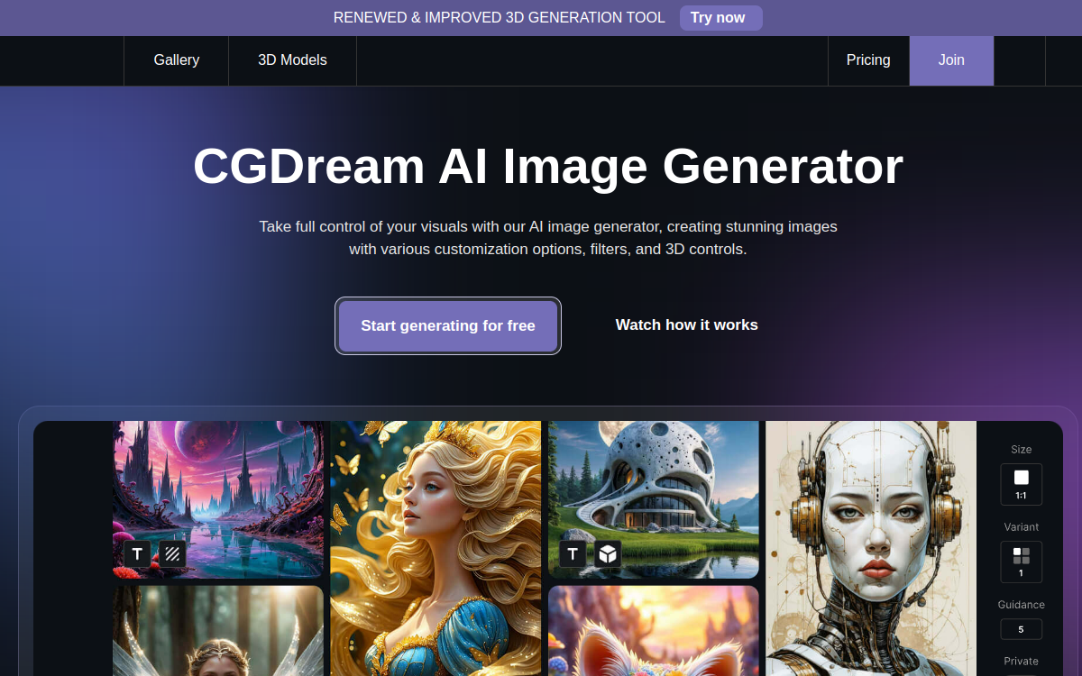 CGDream.ai website screenshot
