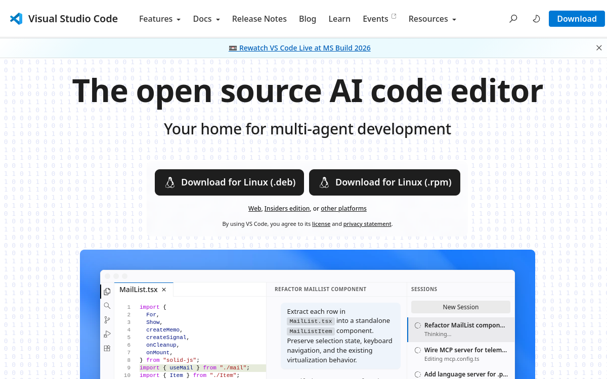 VS Code website screenshot