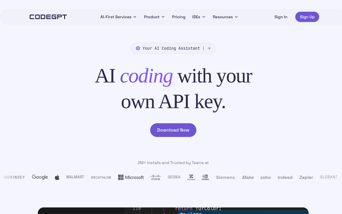 Code GPT website screenshot