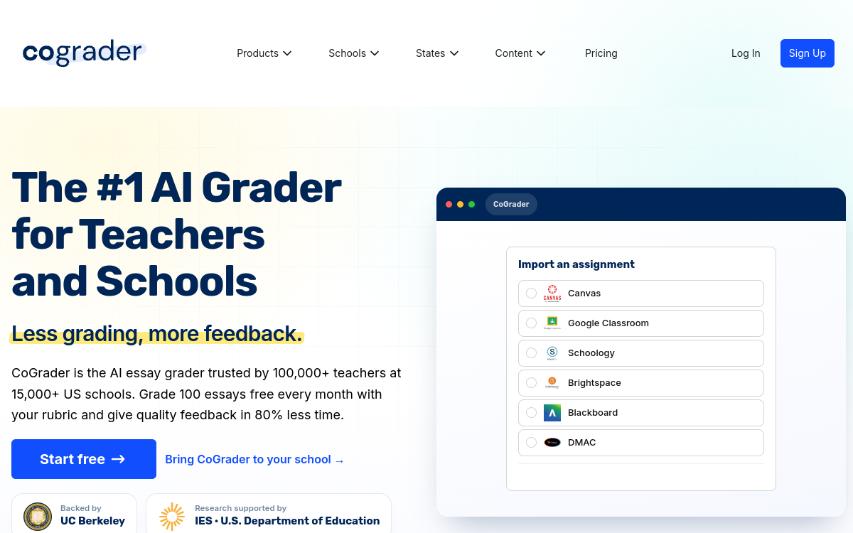 CoGrader website screenshot