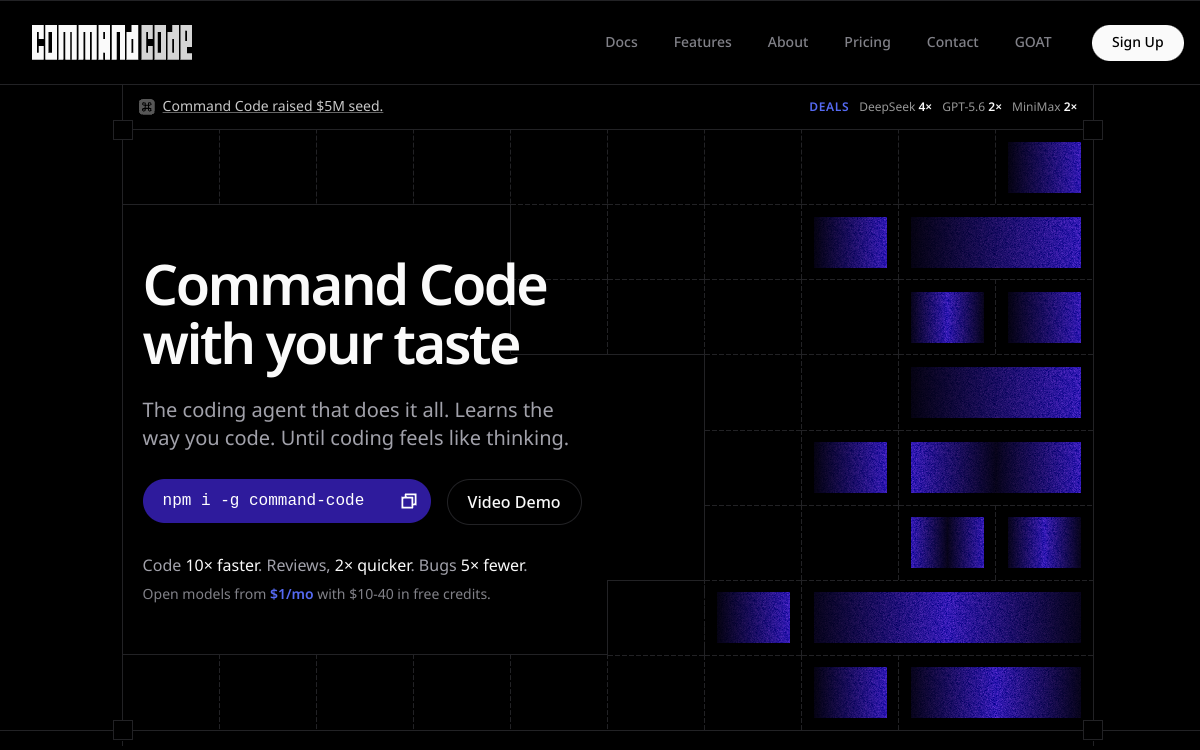 Command Code website screenshot