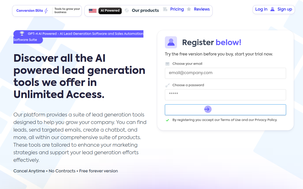 Conversion Blitz website screenshot