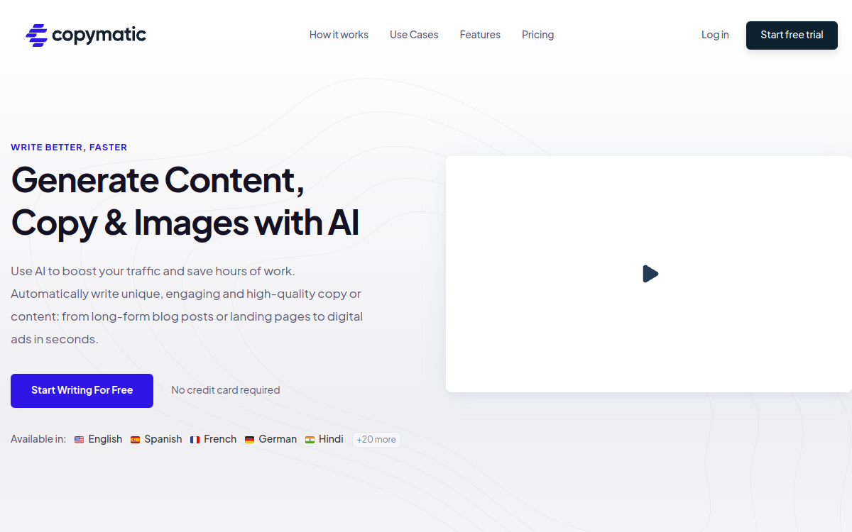Copymatic website screenshot