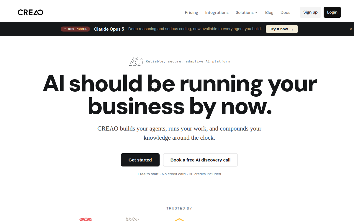 CREAO AI │ Agents that run your business 网站预览