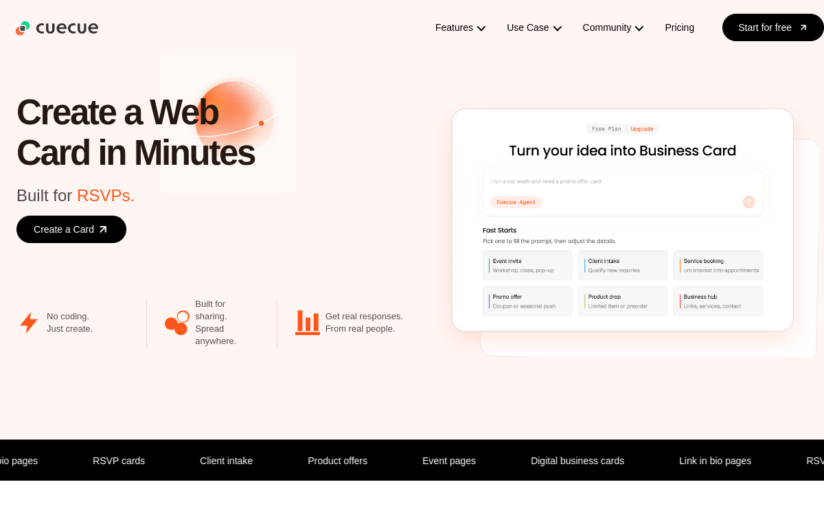 CueCue website screenshot