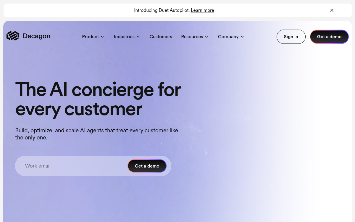 Decagon AI website screenshot