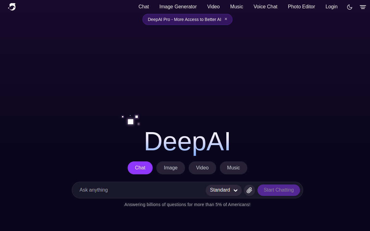 DeepAI website screenshot