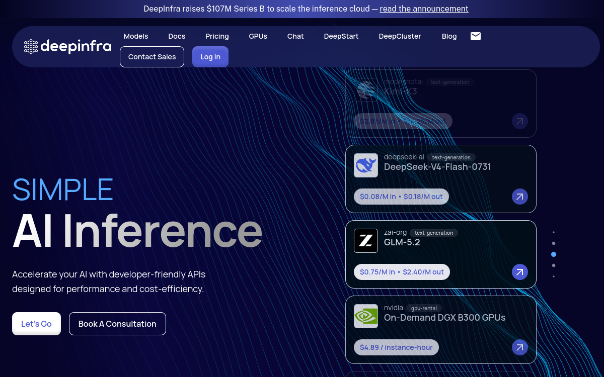 Deep Infra website screenshot