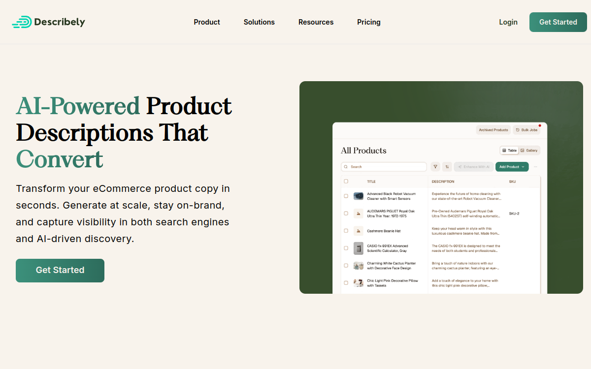 Describely screenshot