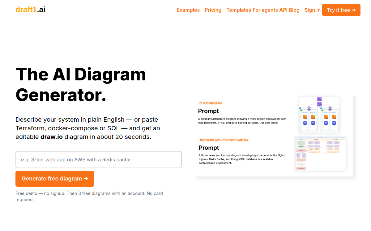 draft1.ai website screenshot