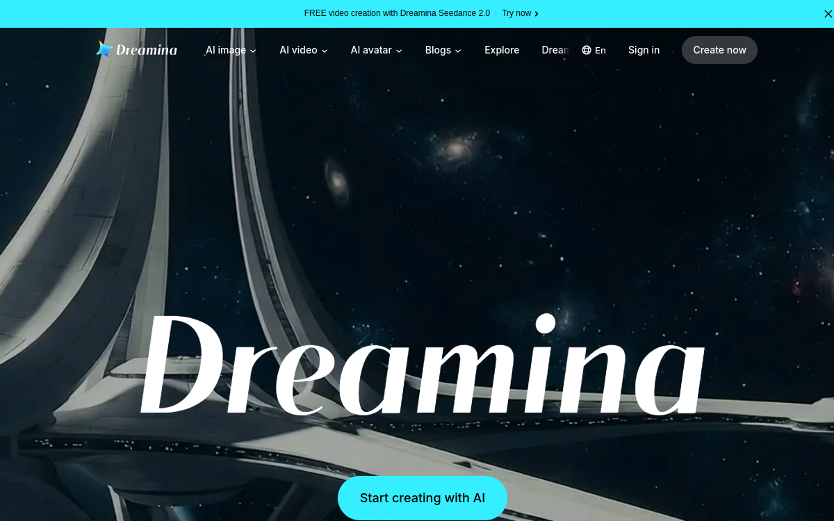 Dreamina website screenshot