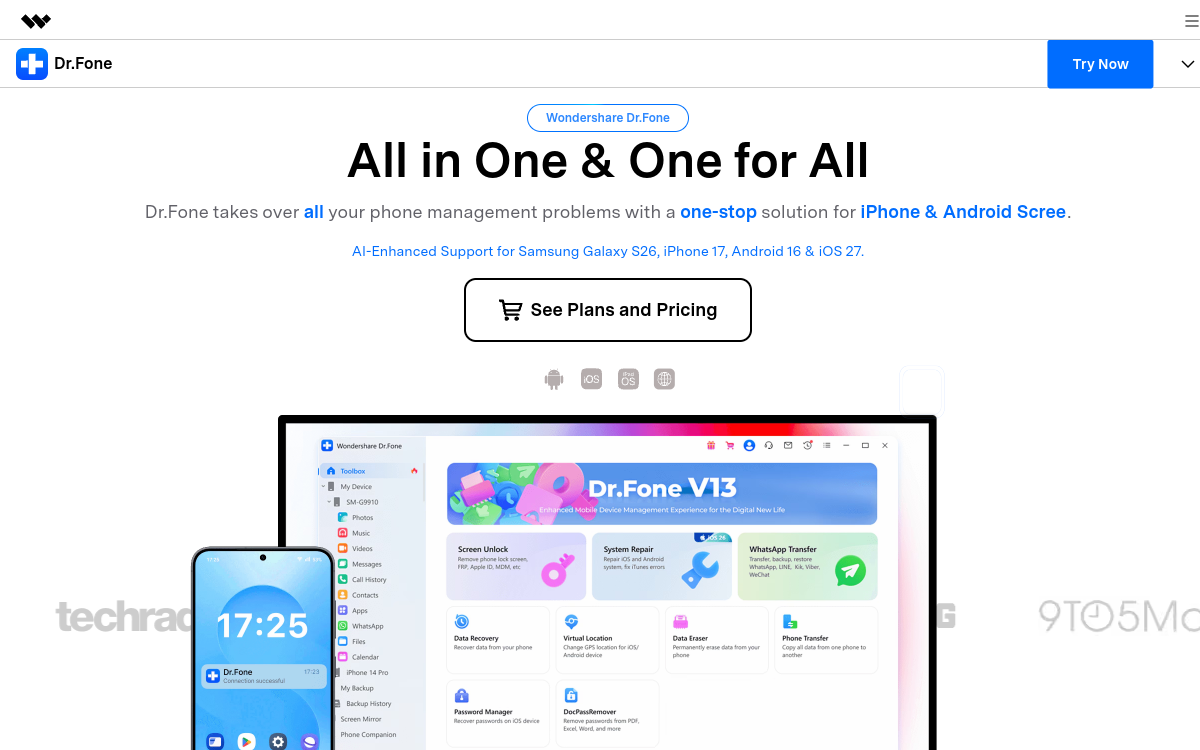 Wondershare Dr.Fone website screenshot