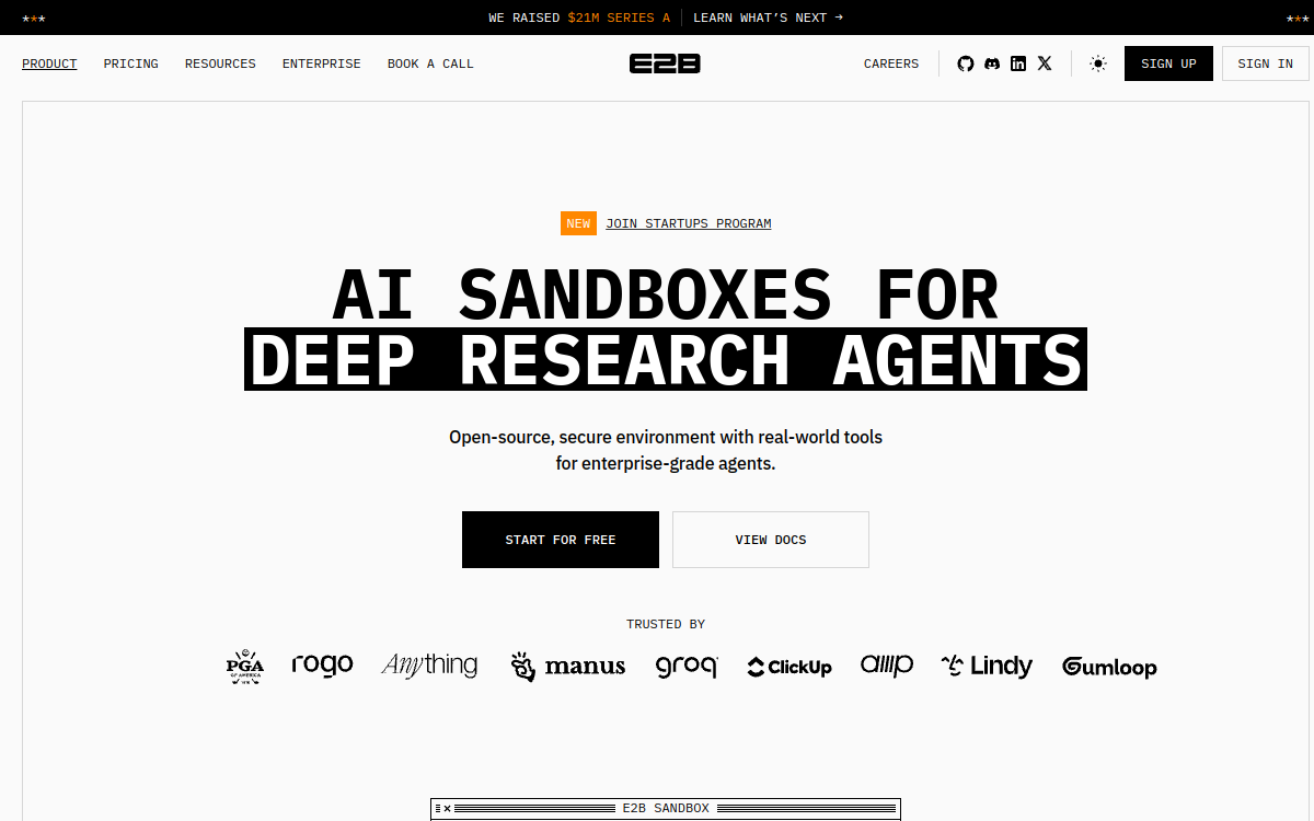 E2B website screenshot