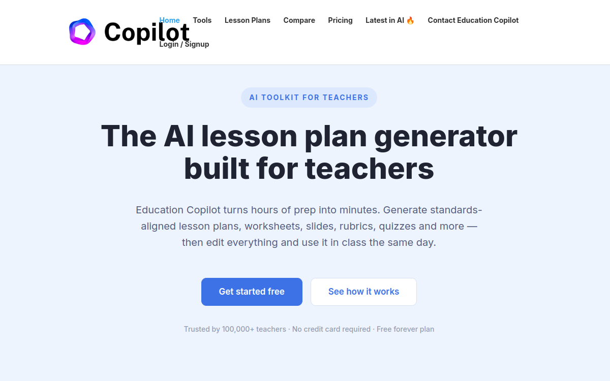 Education CoPilot website screenshot