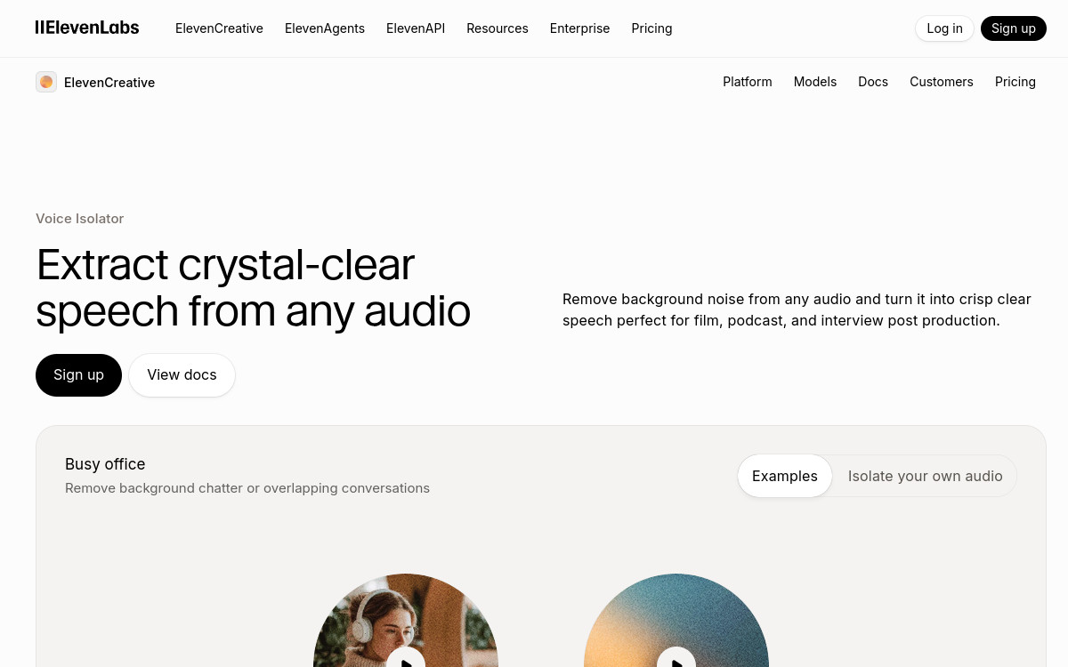 ElevenLabs Voice Isolator screenshot