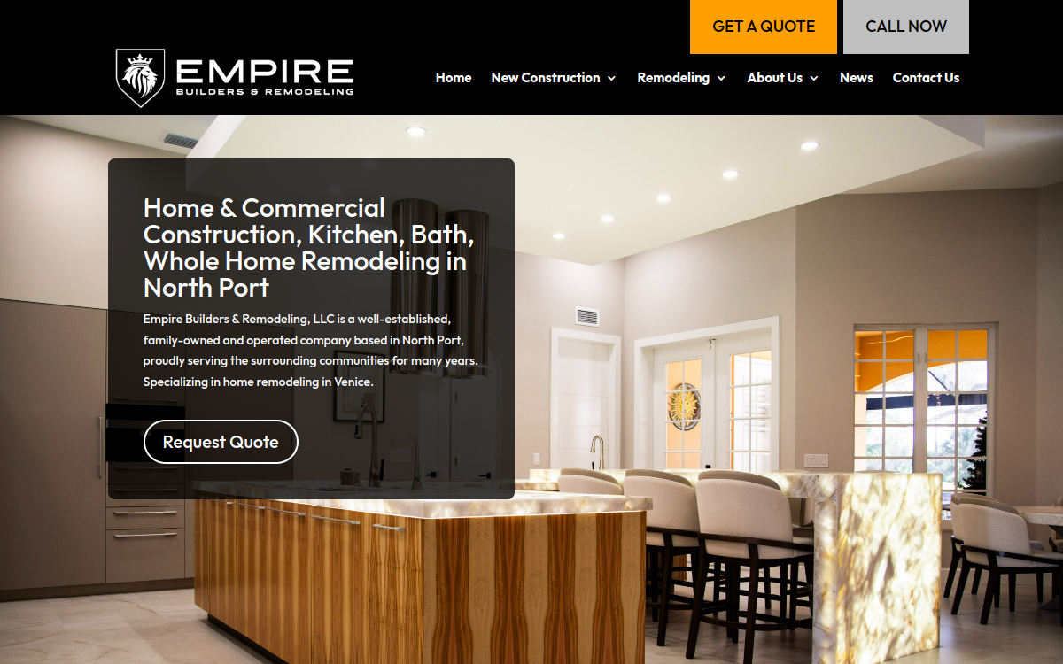 Empire Builders & Remodeling desktop homepage cover