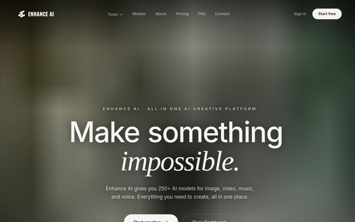 AI Art Generator by Enhance AI website screenshot