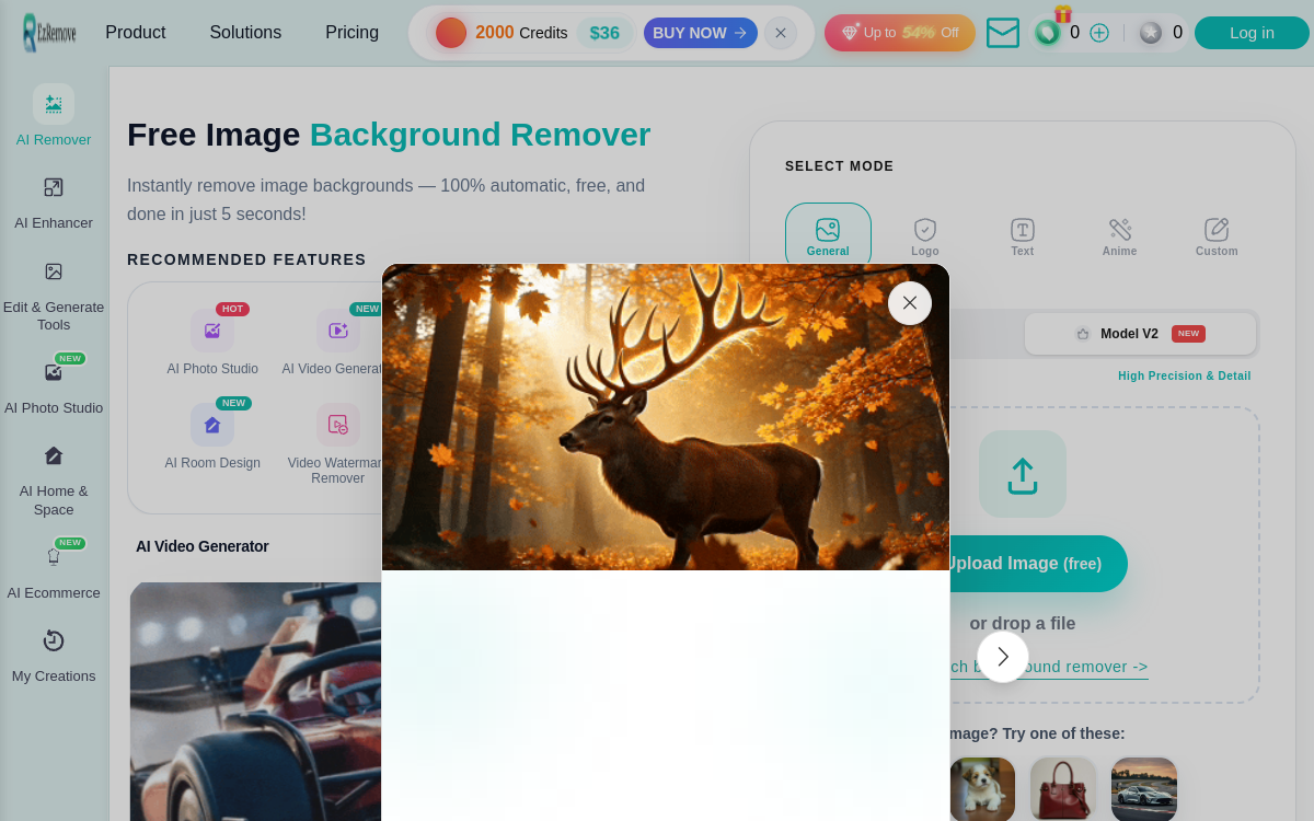 Free Image Background Remover (No Ads & No sign-up) website screenshot