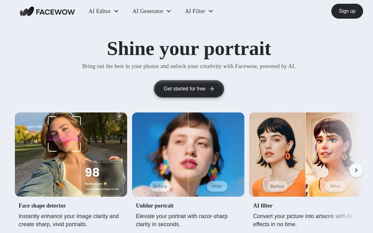facewow website screenshot