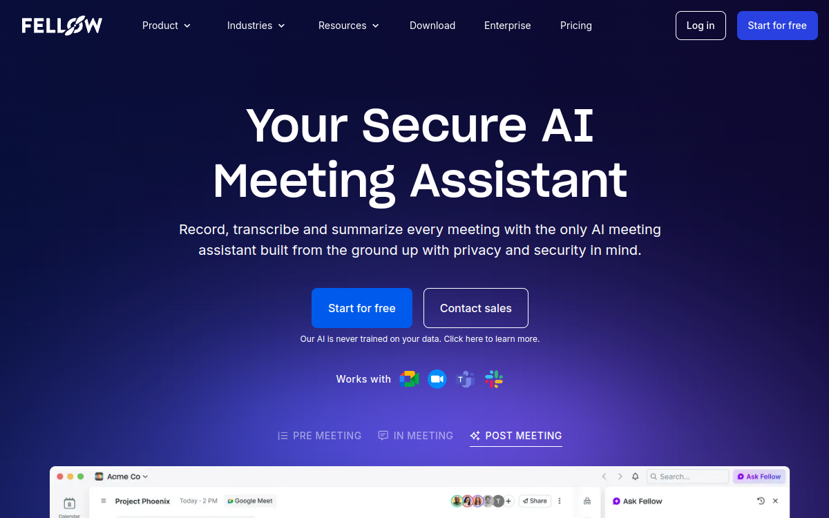 Fellow website screenshot