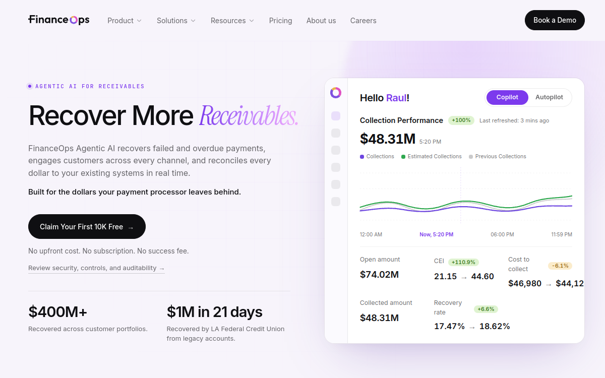 FinanceOps website screenshot