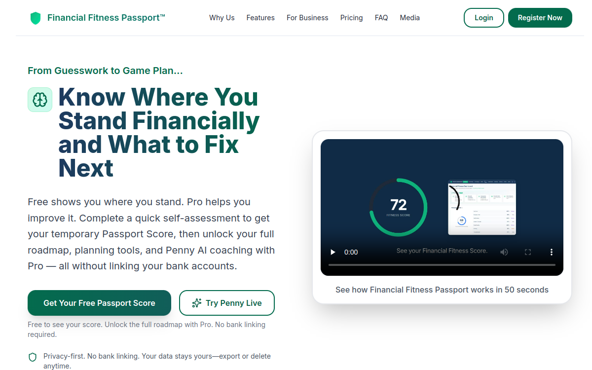 Financial Fitness Passport website screenshot