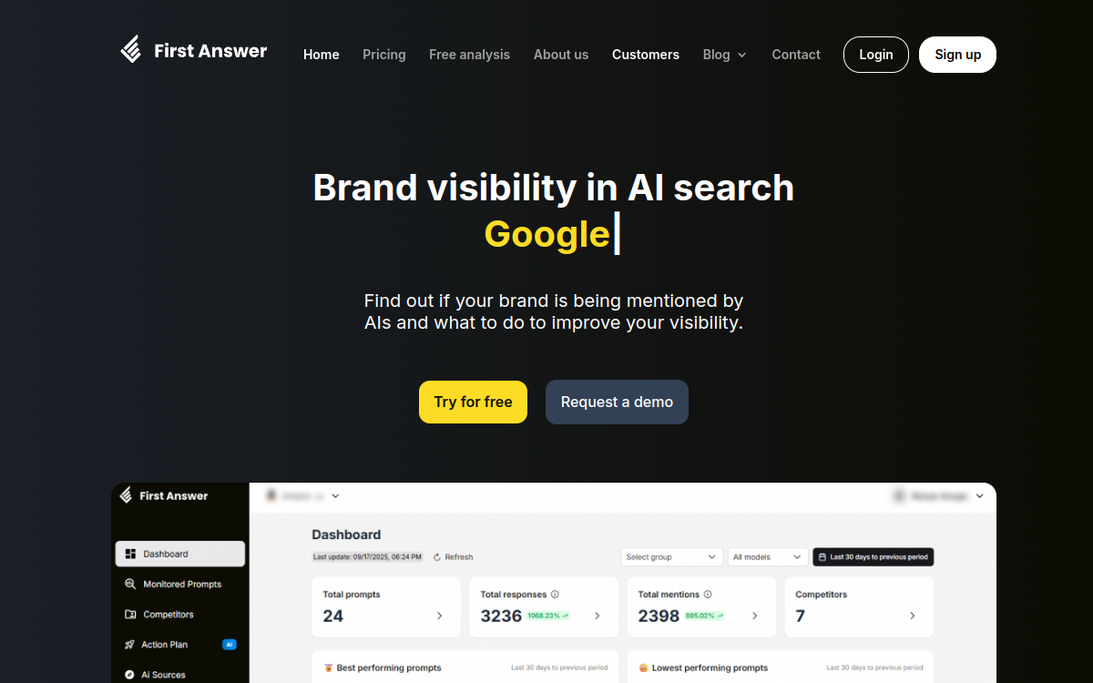 First Answer website screenshot