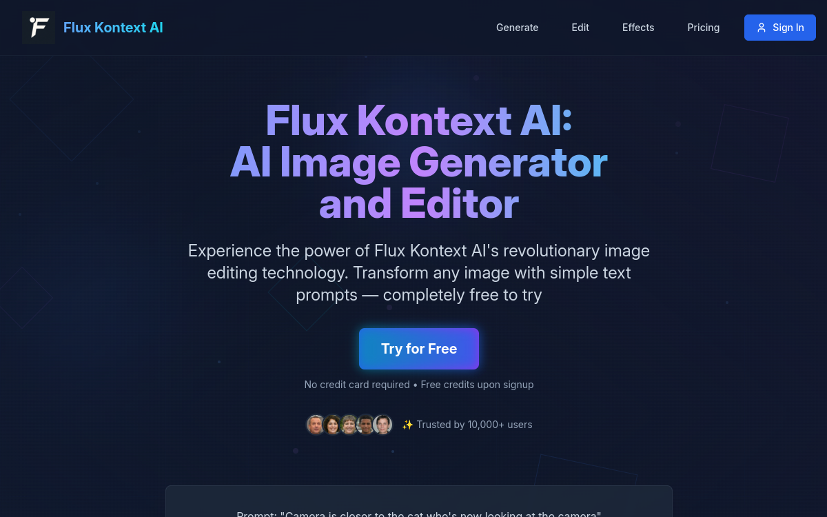 Flux Kontext AI website screenshot