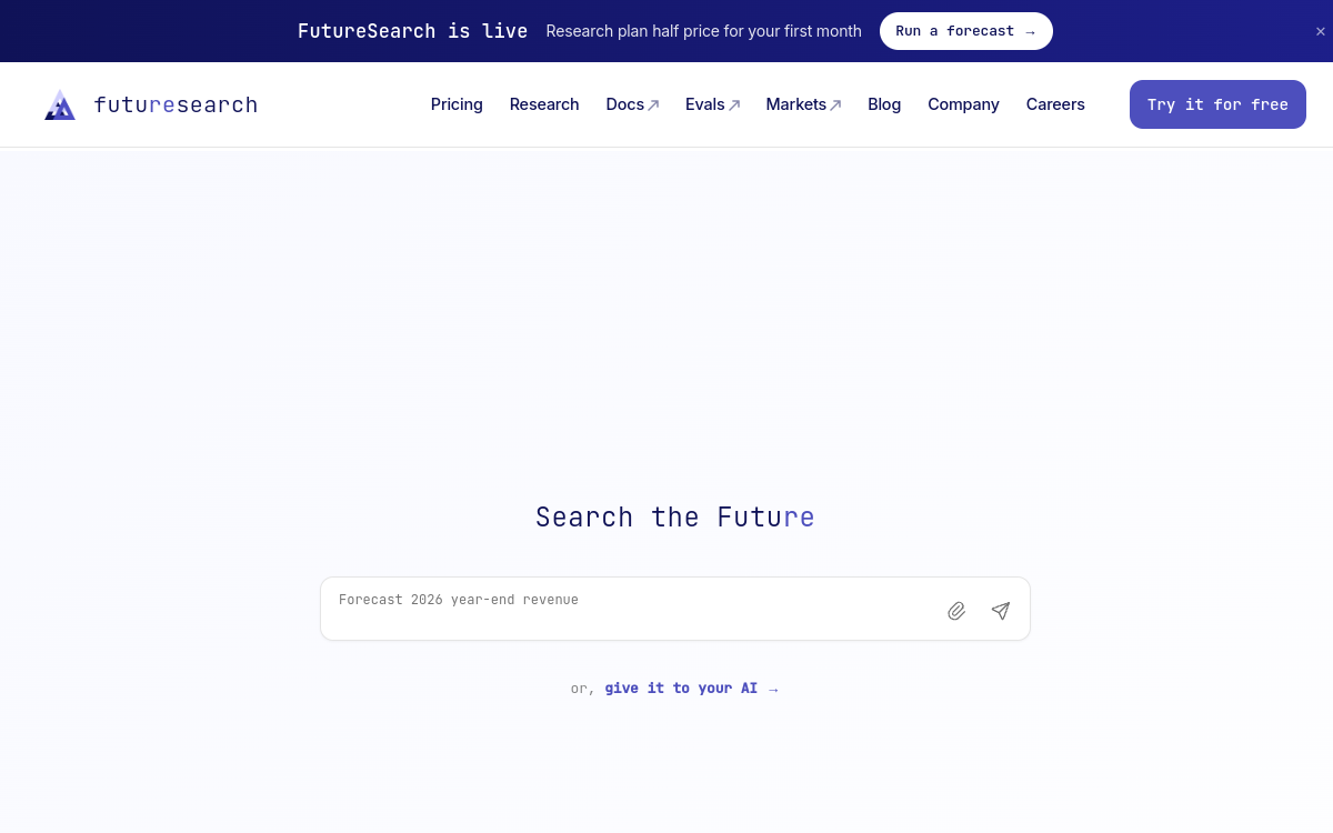 FutureSearch website screenshot