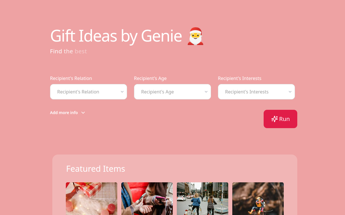Gifts Genie website screenshot