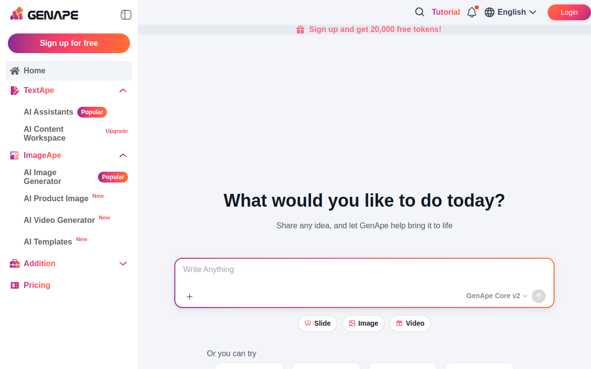 GenApe website screenshot