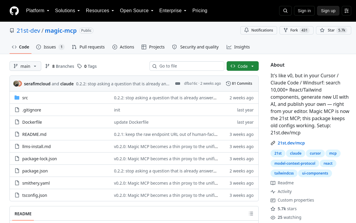 magic-mcp website screenshot