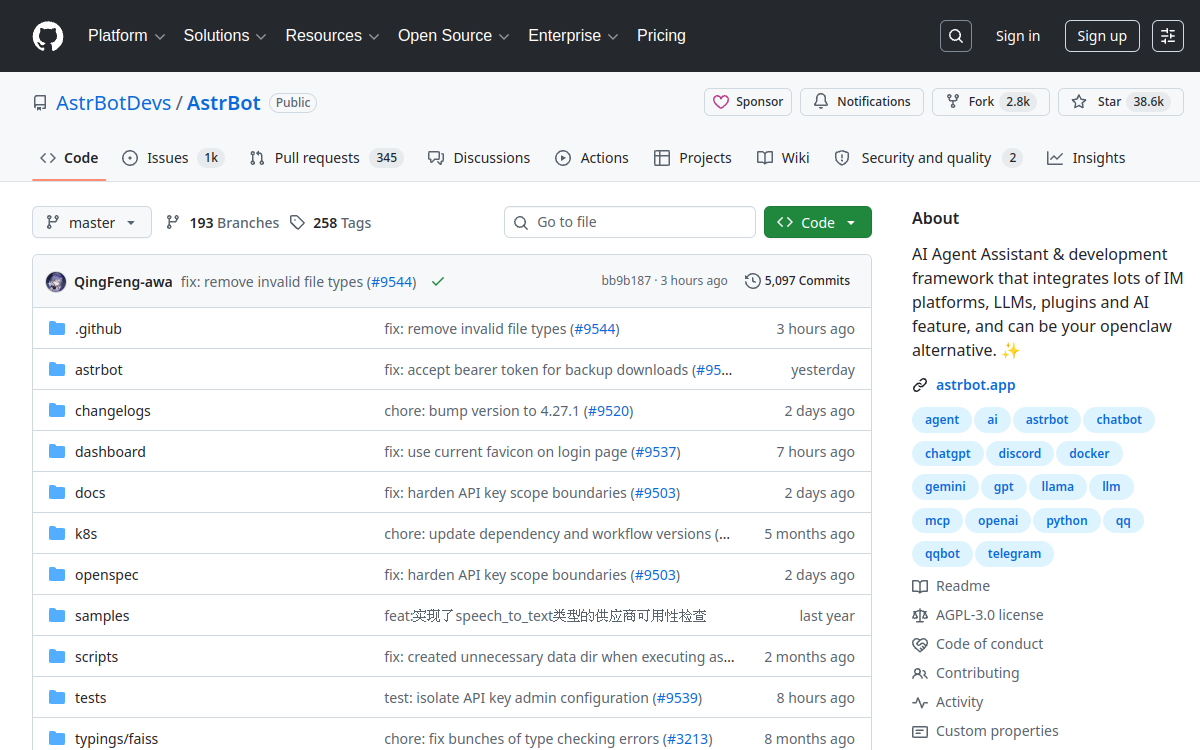 AstrBot website screenshot