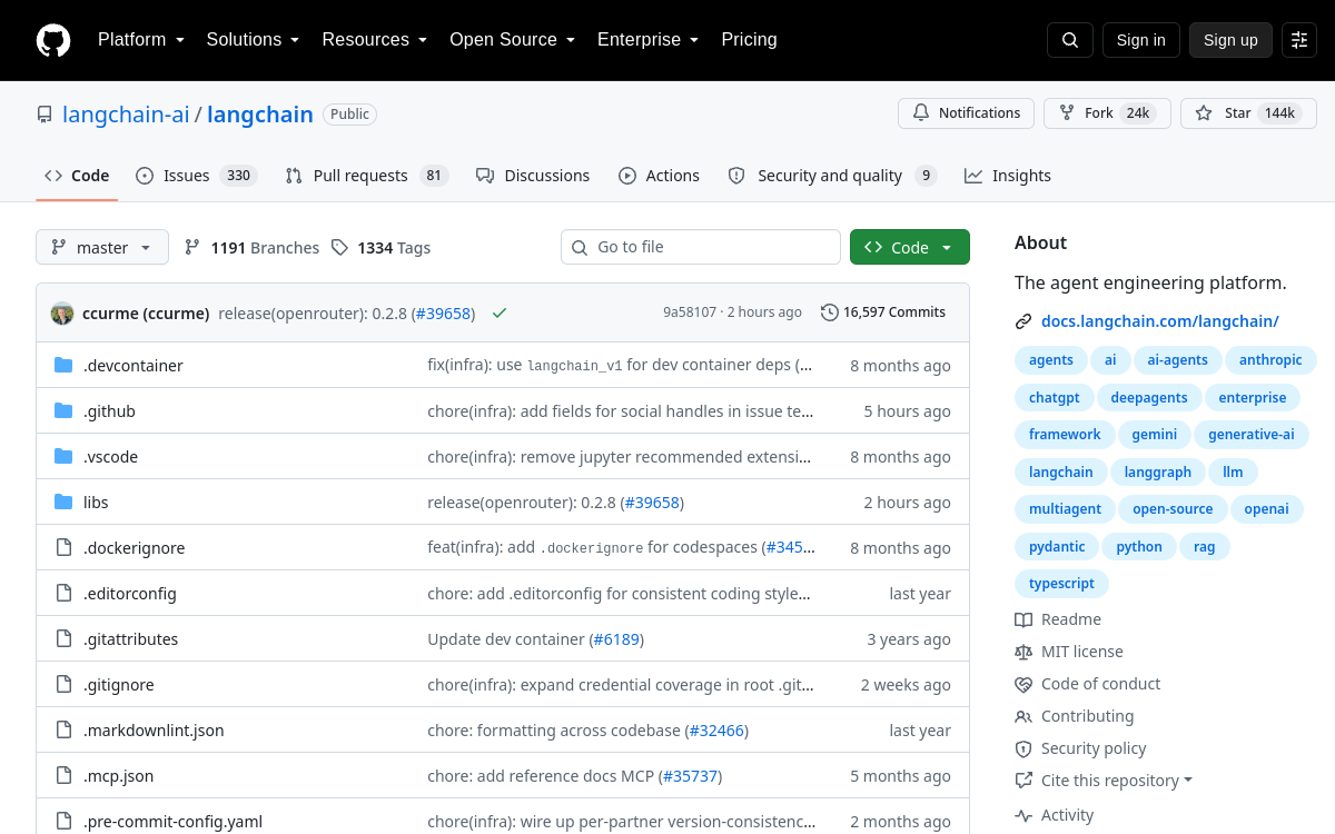 langchain website screenshot
