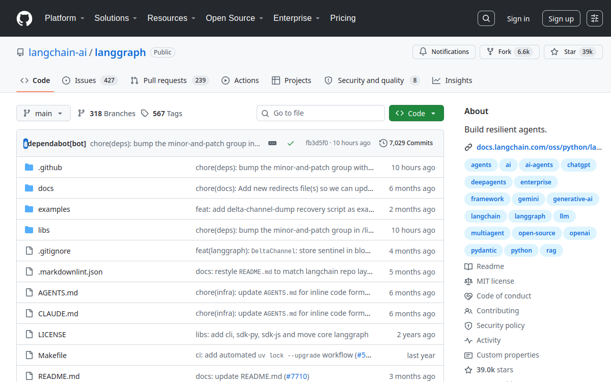 langgraph website screenshot