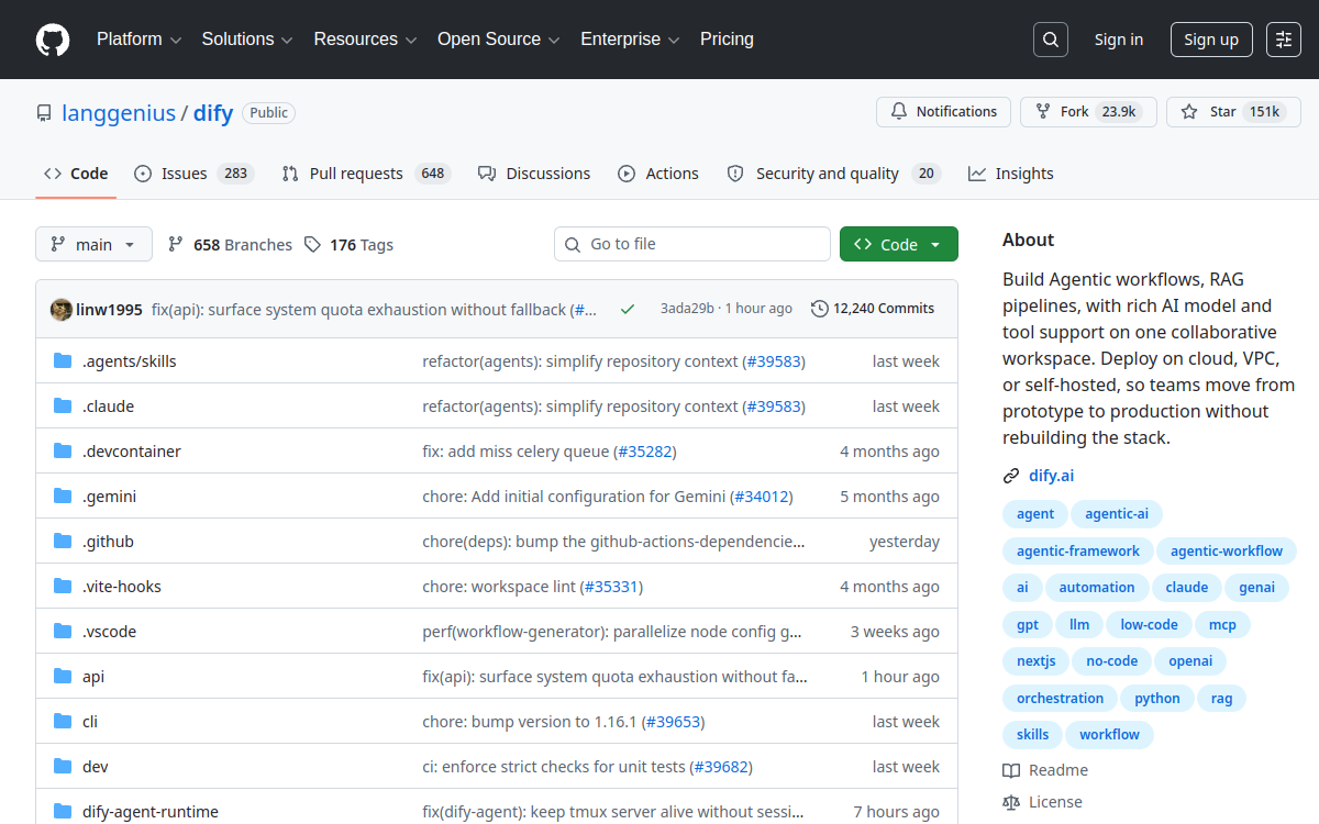 dify website screenshot