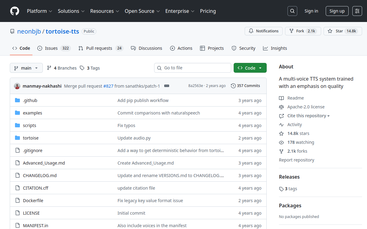 Tortoise TTS screenshot