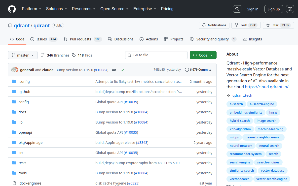 qdrant website screenshot
