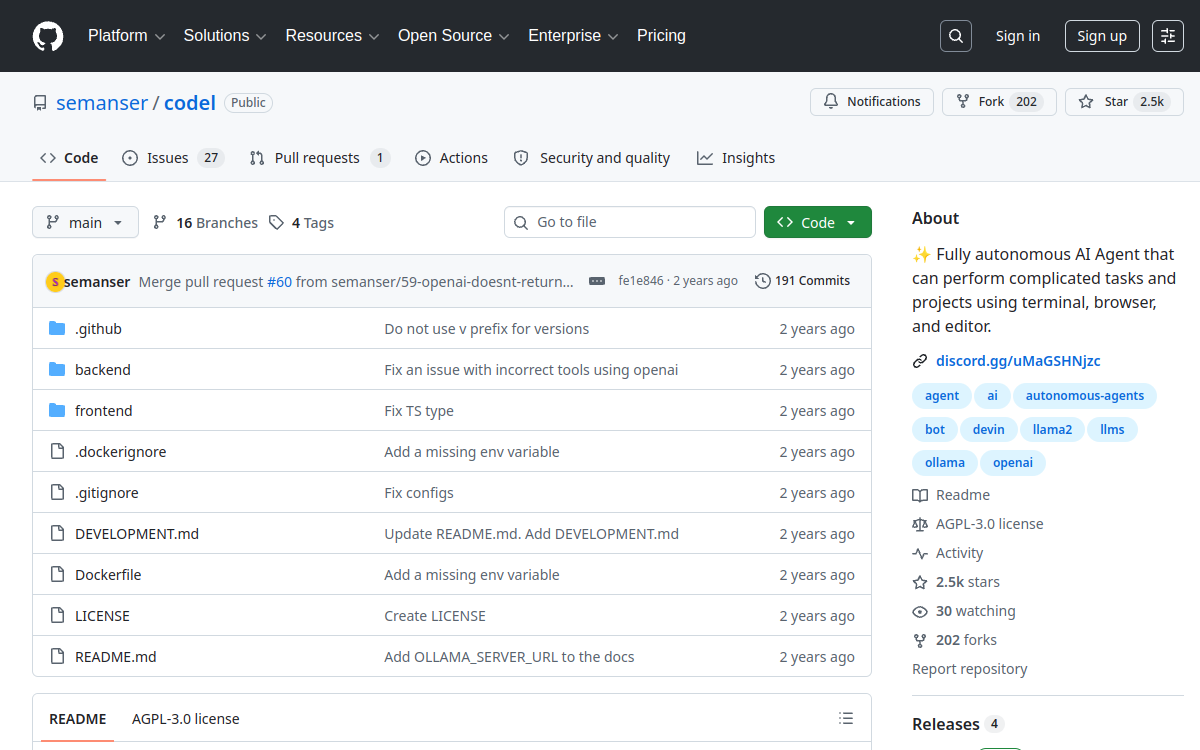 codel website screenshot