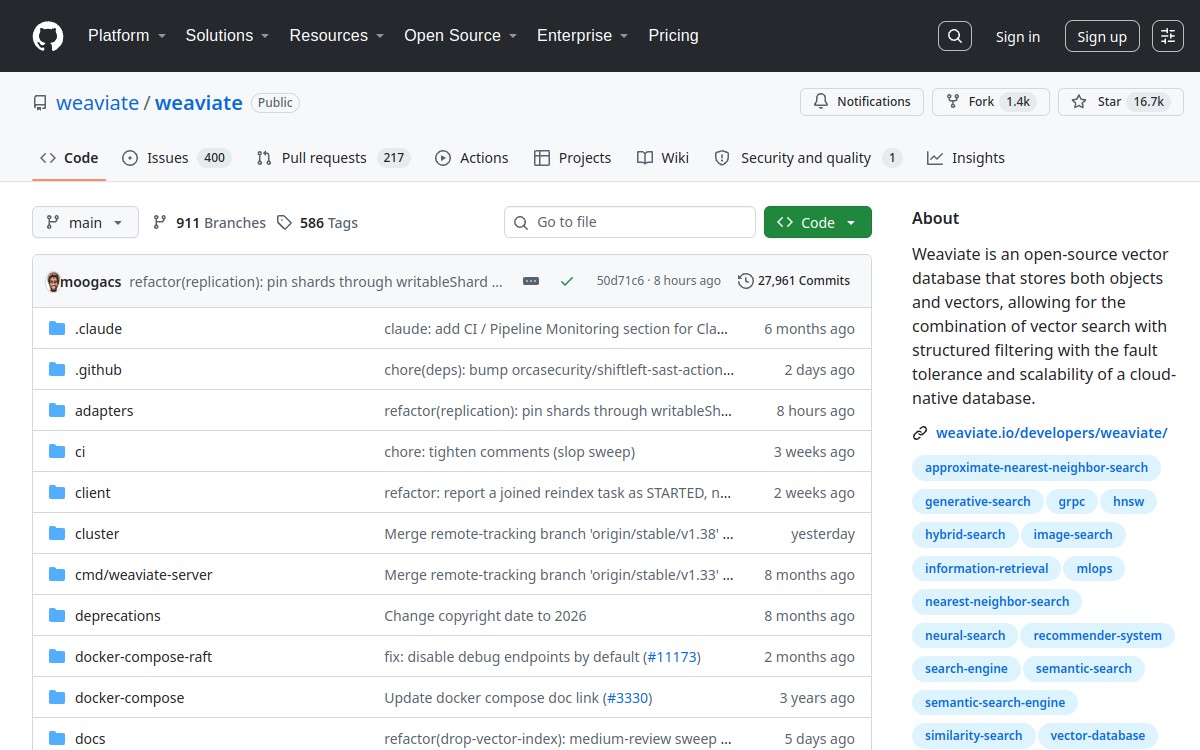 weaviate website screenshot