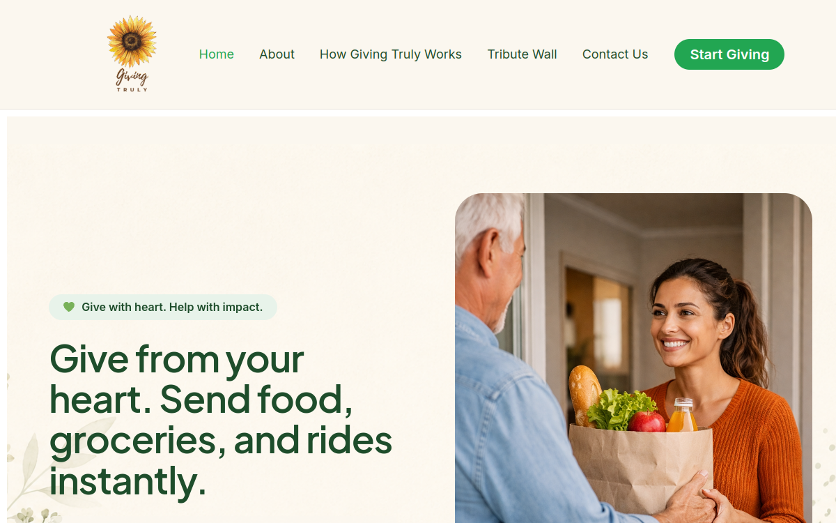 Giving Truly website homepage