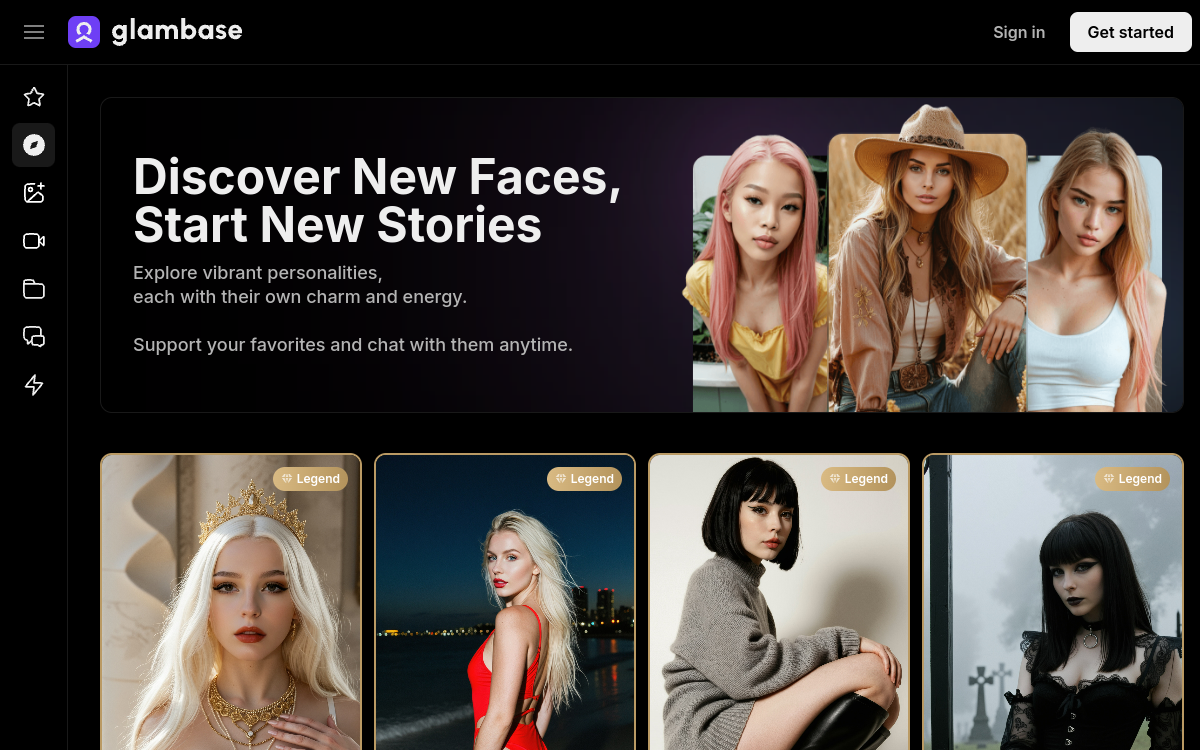 Glambase website screenshot