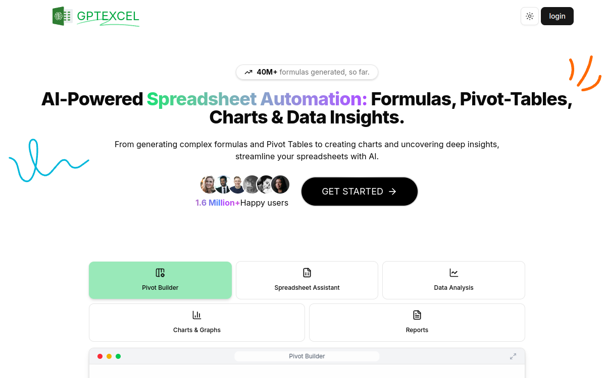 GPTExcel website screenshot